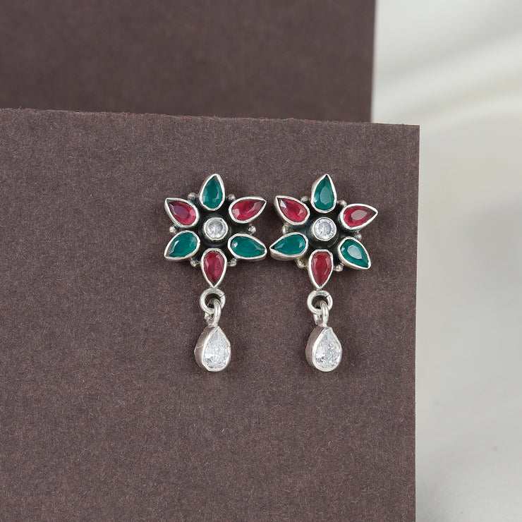 Multi Floral Timeless Silver Earring For Women