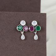 Round Multicolor Drop Silver Earring