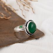 Jadau Round Stone Silver Ring