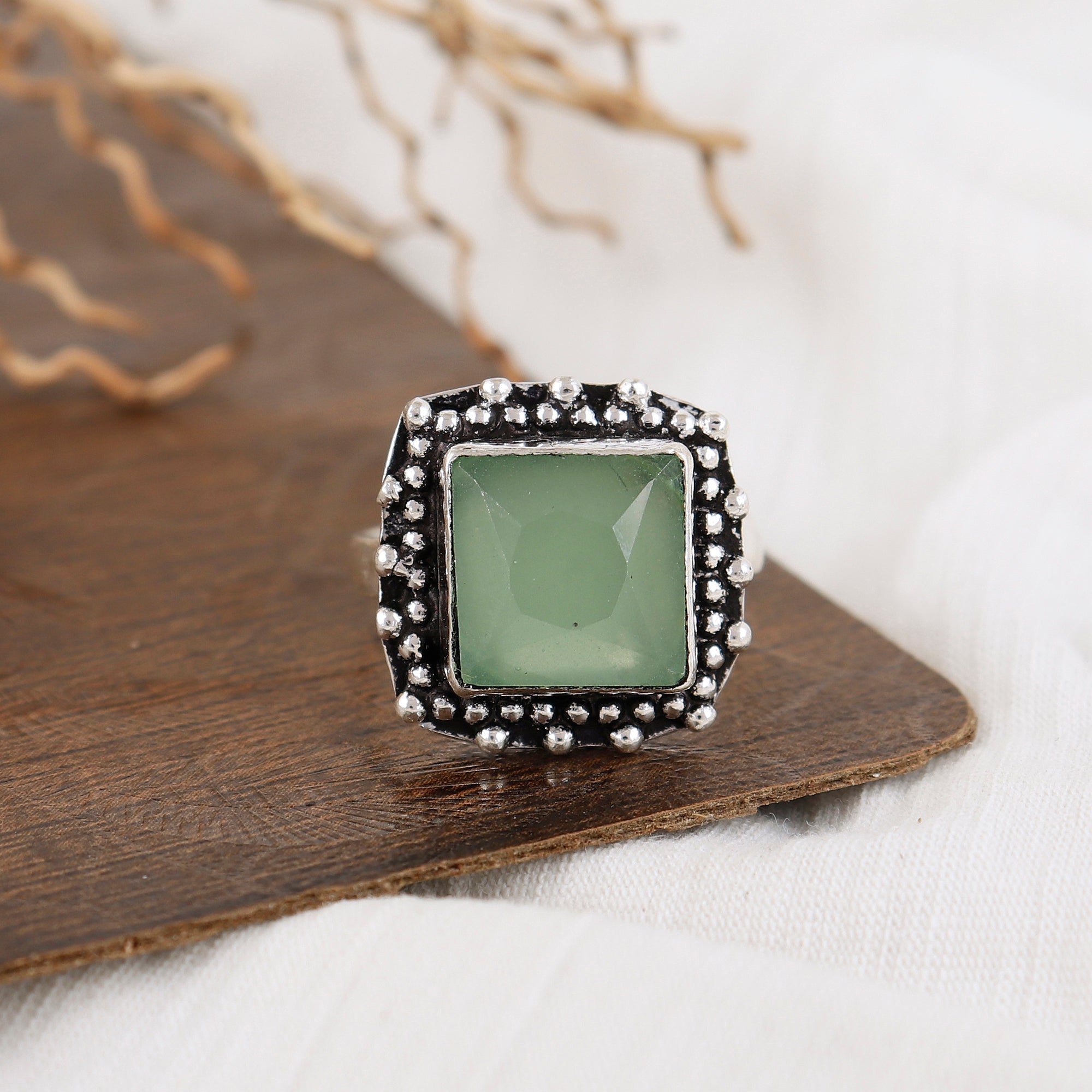 Jadau Bold Square Silver Ring
