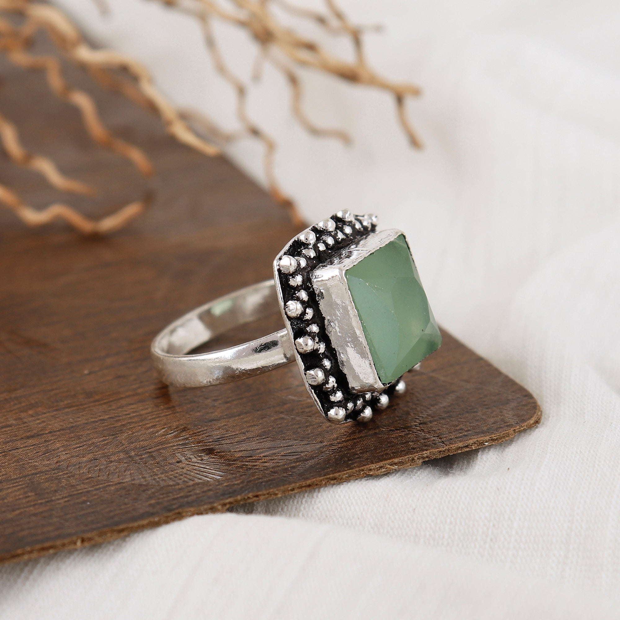 Jadau Bold Square Silver Ring