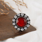 Big Round Cocktail Silver Ring