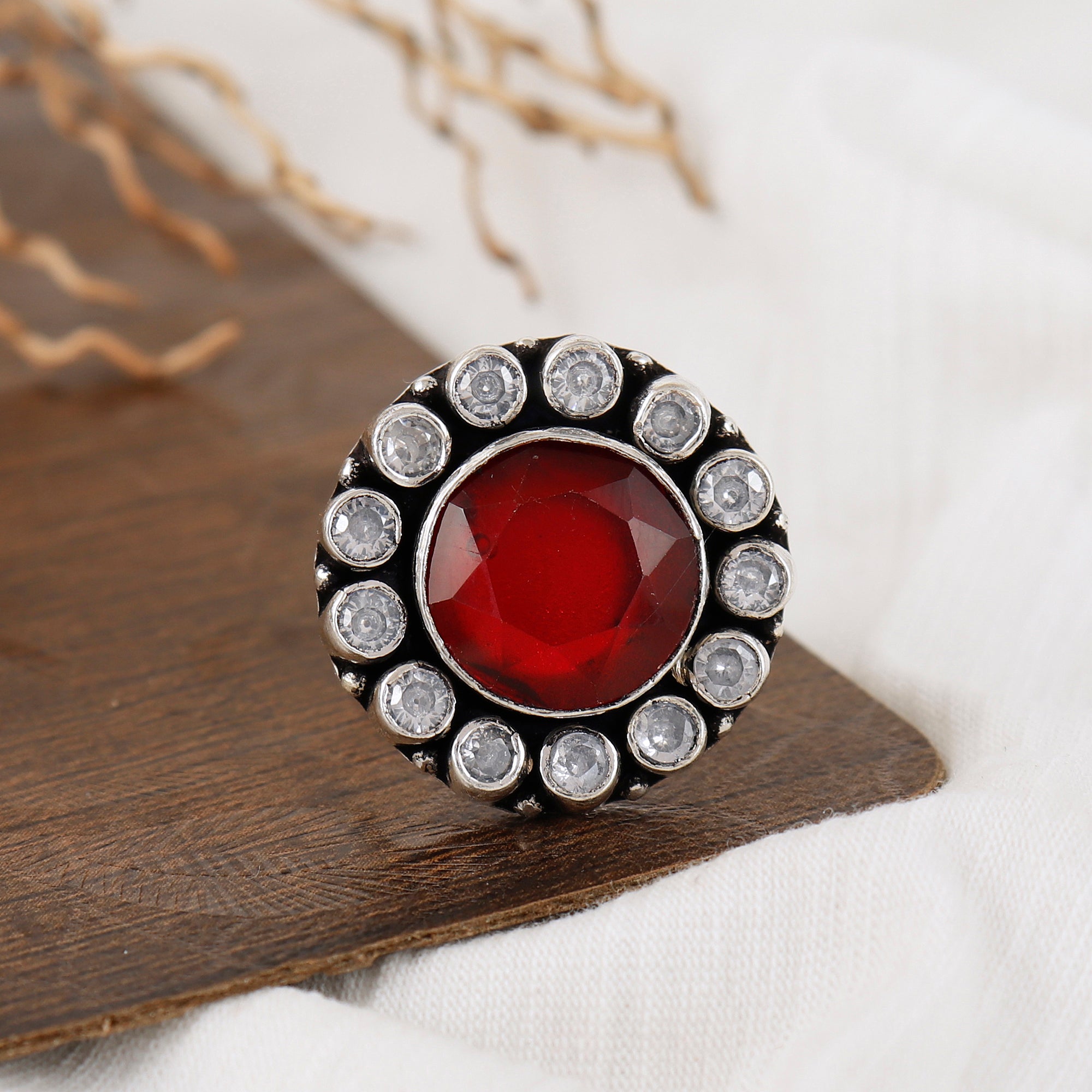 Big Round Cocktail Silver Ring