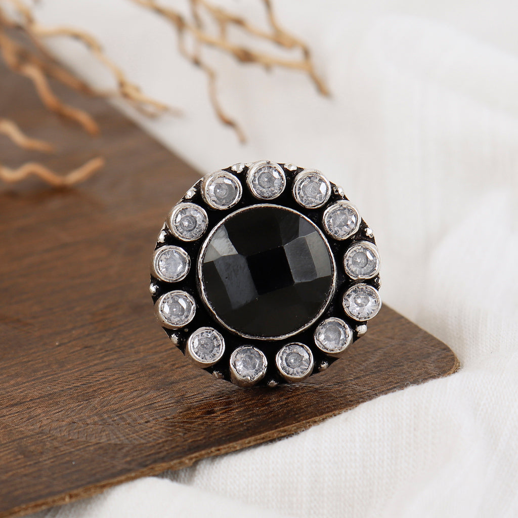 Big Round Cocktail Silver Ring