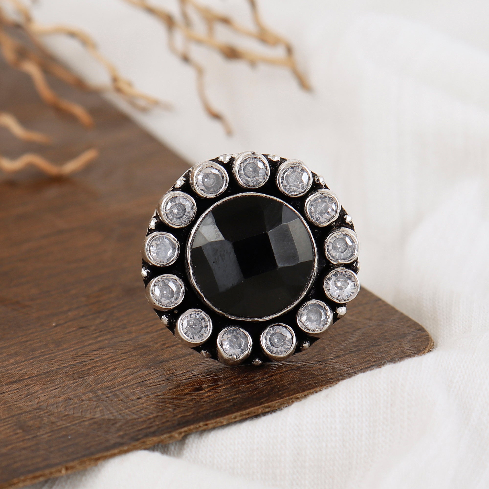 Big Round Cocktail Silver Ring