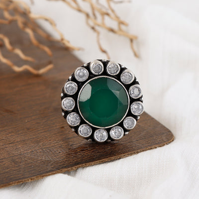 Big Round Cocktail Silver Ring