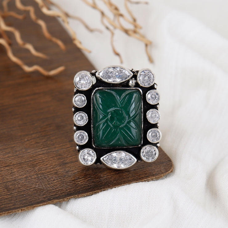 Celestial Green Gemstone Cocktail Ring