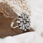 Crystal Petal Silver Ring