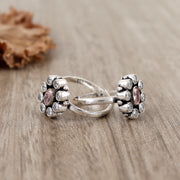 Oval Stone Flower Silver Toe Ring