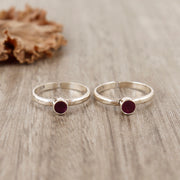 Ruby Stone Silver Toe Ring