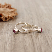 Ruby Stone Silver Toe Ring