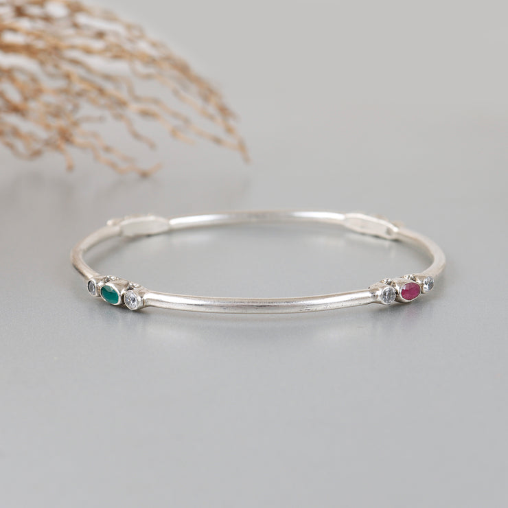 Multicolor Oval Shape Gemstone Bangle