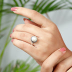 Jadau Fresh Water Pearl Silver Ring