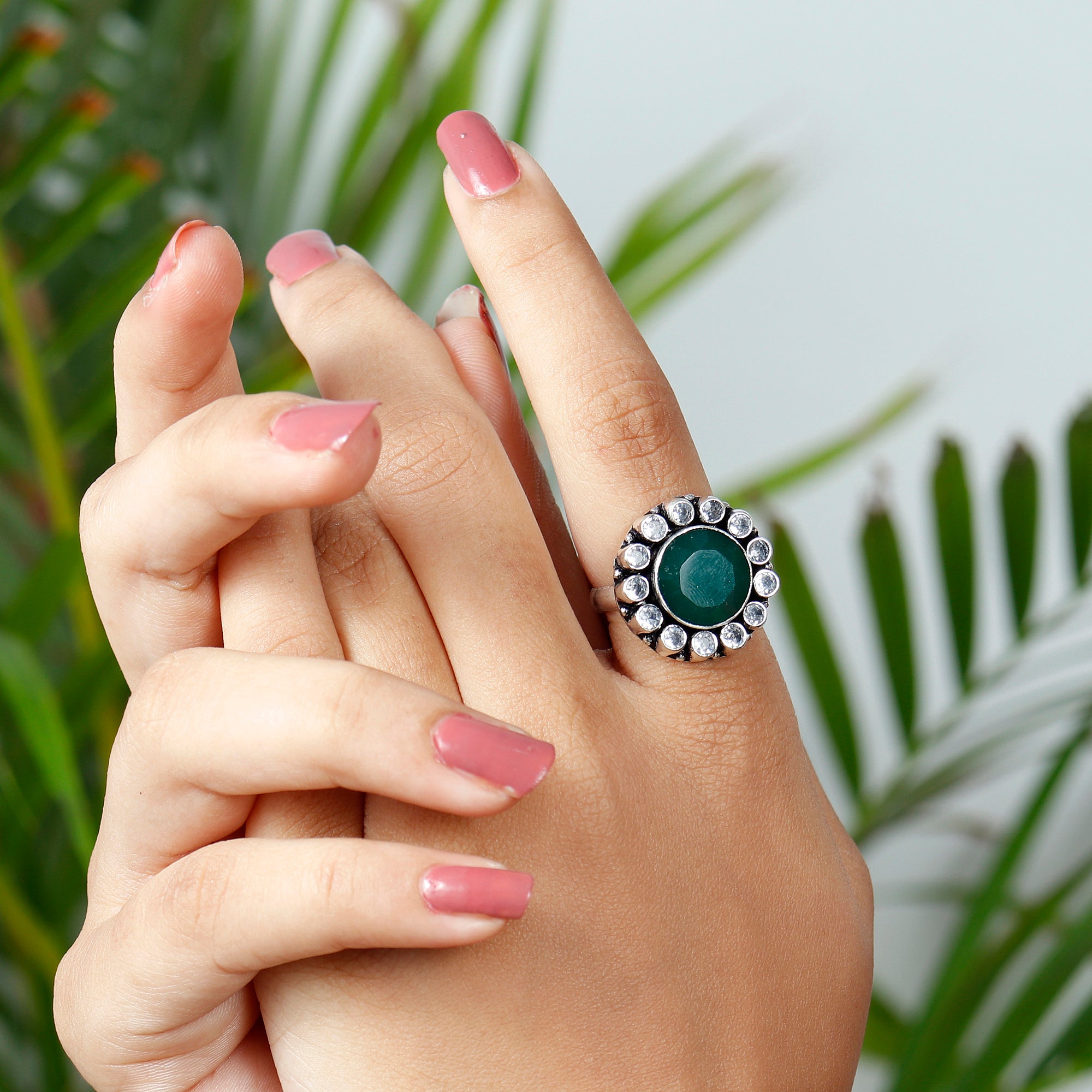 Big Round Cocktail Silver Ring