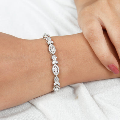 Petal Floral Silver Bracelet