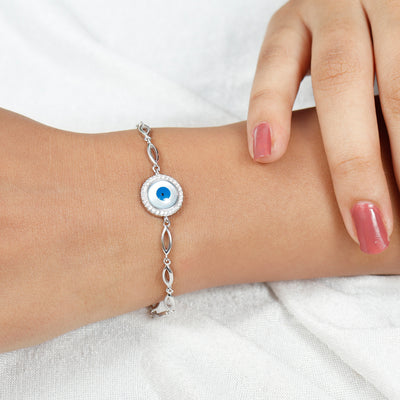 Round Evil Eye Silver Bracelet
