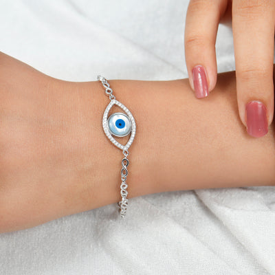 Big evil eye Silver Bracelet