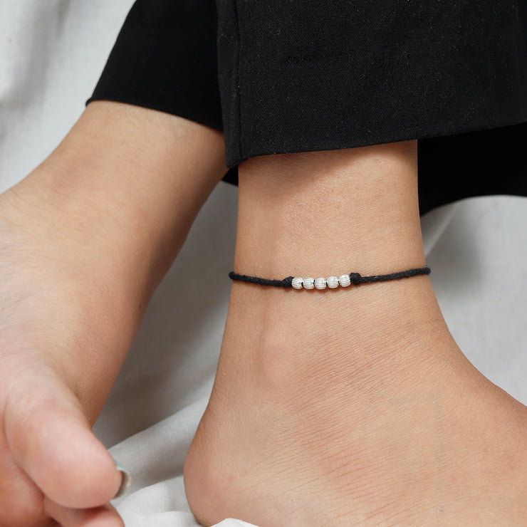 Silver Bead Everyday Anklet