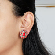 Silver Lining  coral Drops  Earring