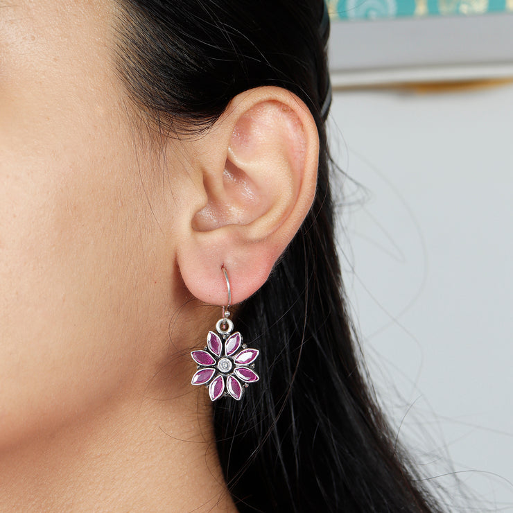 Ruby Petal Flower Earing