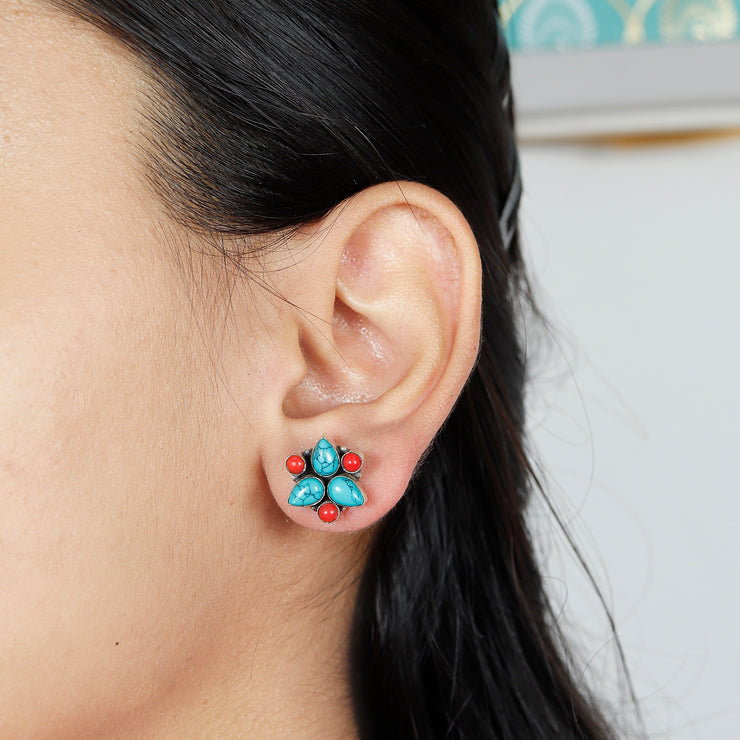 Turquise Coral Petal Stud Earring