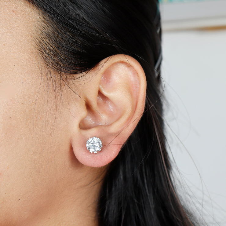 Silver Solitaire Stud Earring