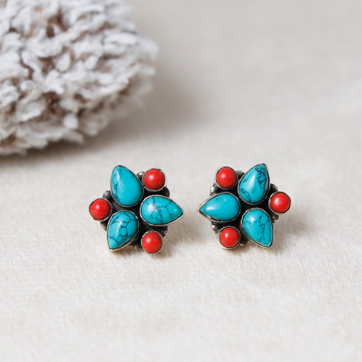 Turquise Coral Petal Stud Earring