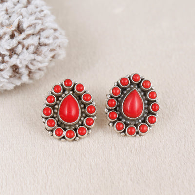 Silver Lining  coral Drops  Earring