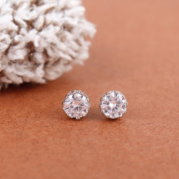 Silver Solitaire Stud Earring