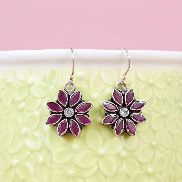 Ruby Petal Flower Earing