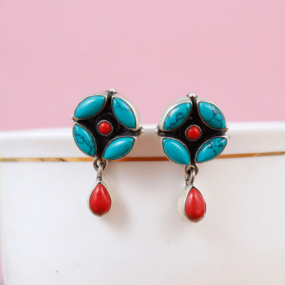 Turquoise Ember Petal Earring