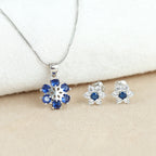 Blue Snowflake Silver Pendant Set