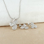 Silver Vintage Petal Pendant Set