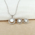 Silver Halo Pearl Pendant Set