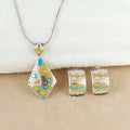 Korean Color Pop Geometric Silver Pendant Set