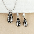 Zebra Stripe Teardrop Silver Pendant Set