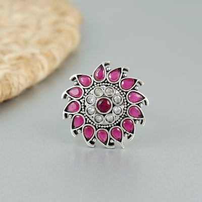 Silver Lotus Partywear Ring