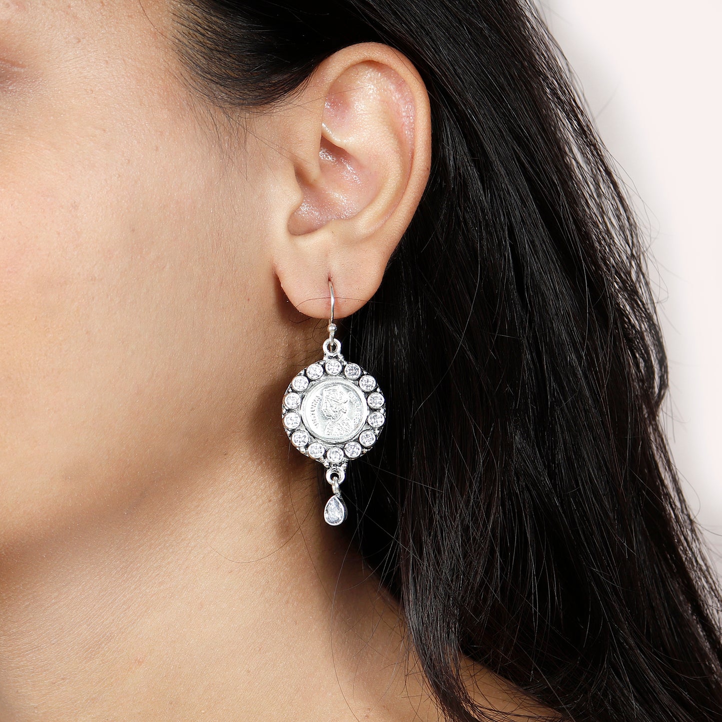 Empire Echo Silver Coin Earrings
