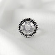 Round Shape Jadau Silver Ring