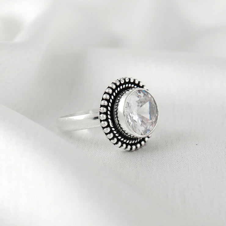 Round Shape Jadau Silver Ring