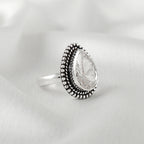 Cut Stone Silver Ring