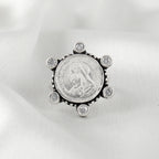 Vintage Silver Coin Rava Work Ring