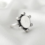 Vintage Silver Coin Rava Work Ring