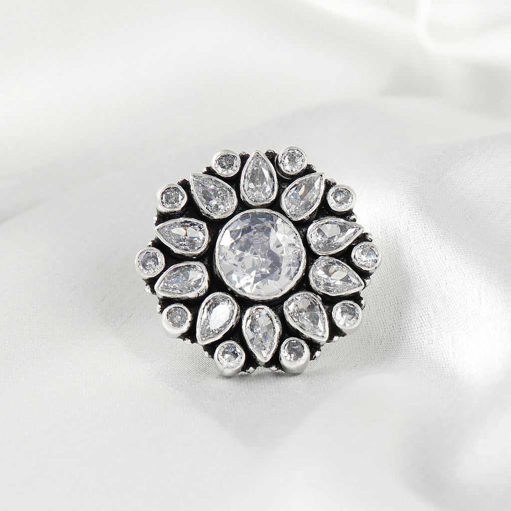 Flora Radiant Gemstone Silver Ring