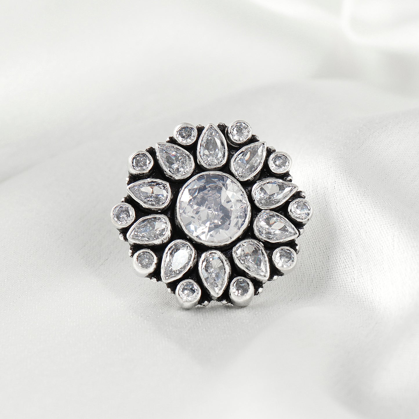 Flora Radiant Gemstone Silver Ring