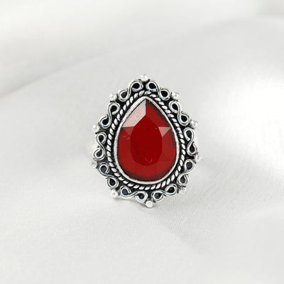 Petal Shape Jadau Silver Ring