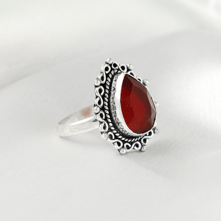 Petal Shape Jadau Silver Ring