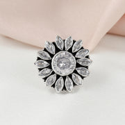 Glittering Petal Silver Ring