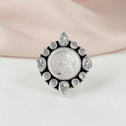 92.5 Silver Coin Petal Ring