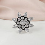 Shimmering Petal Silver Ring